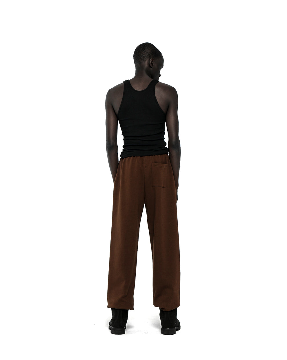 Brown RHINESTONE OG LOGO SWEATPANT, 13oz cotton fleece, with elasticized waistband and cuffs.