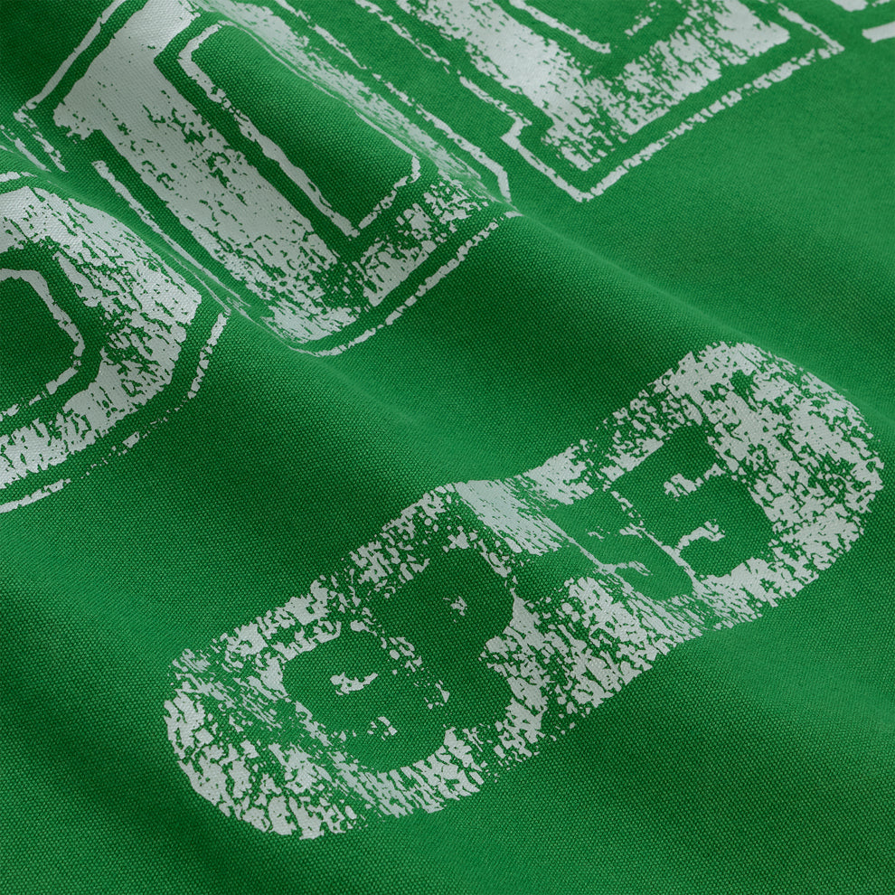 Green 8oz brushed twill SUPERFIVE TOTE with distressed white SP5DER graphic print.