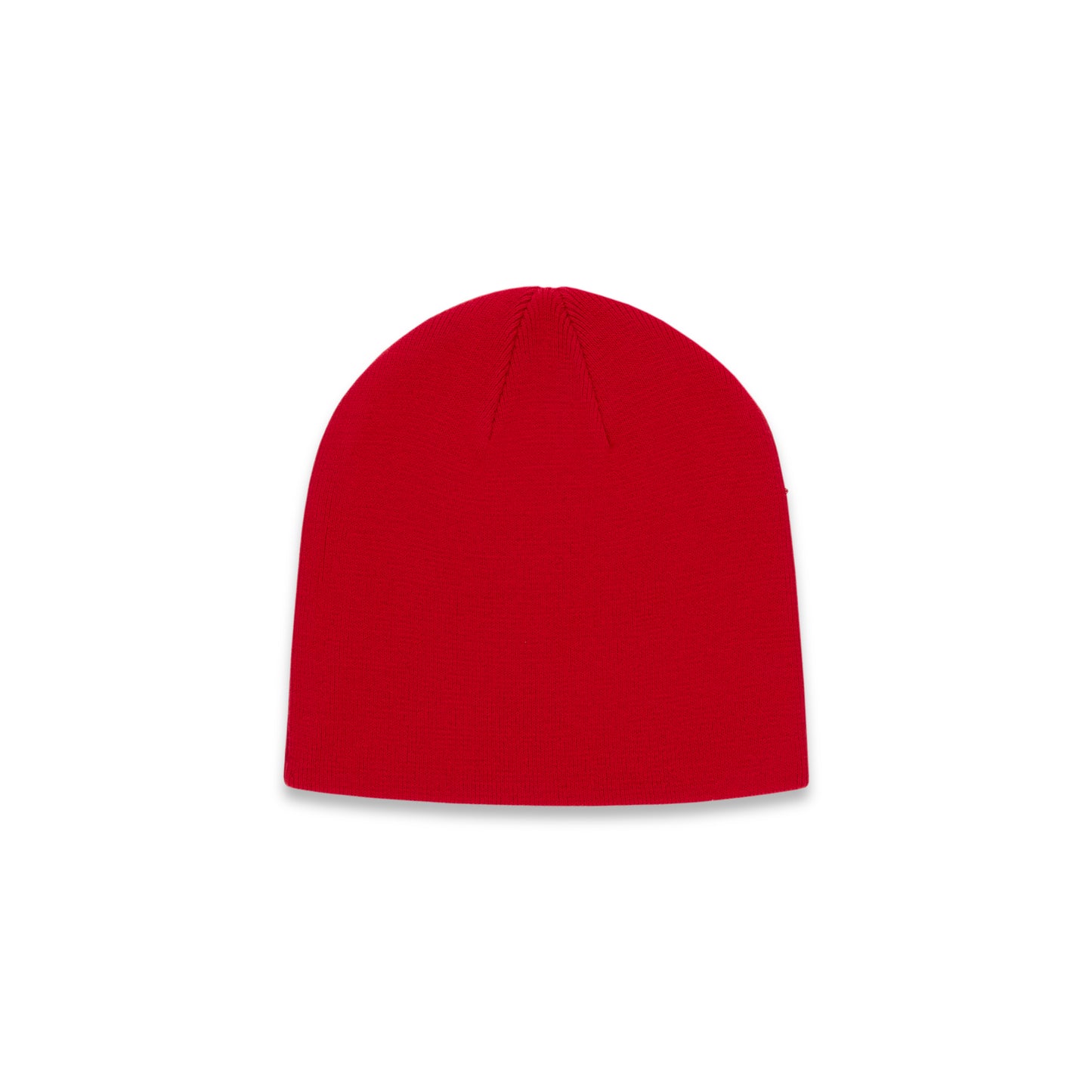 Red acrylic knit skully beanie with a subtle texture.