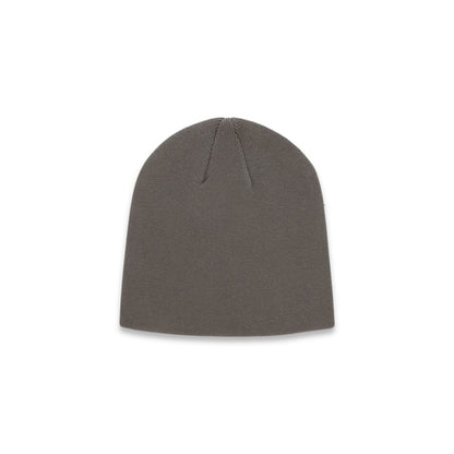 Gray acrylic skully beanie with a subtle knit texture.
