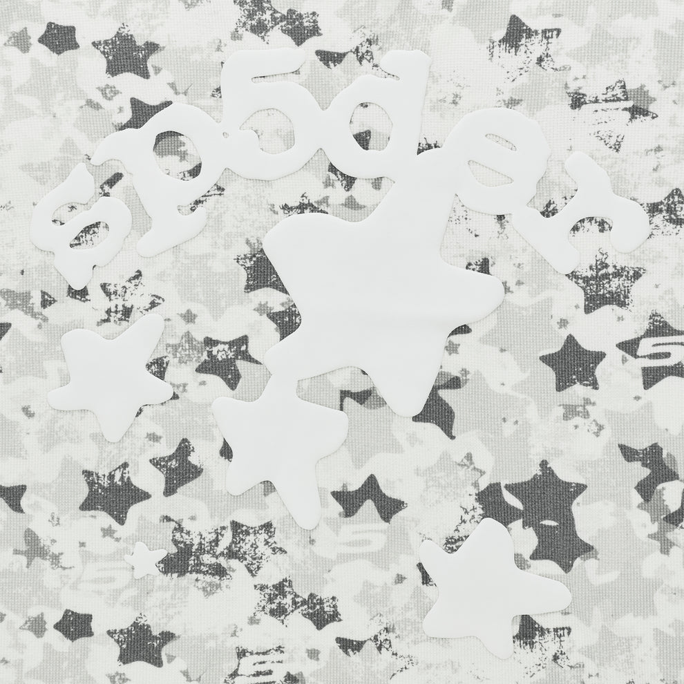 Beluga AOP thermal with white star camo print and white Beluga logo on waffle knit fabric.