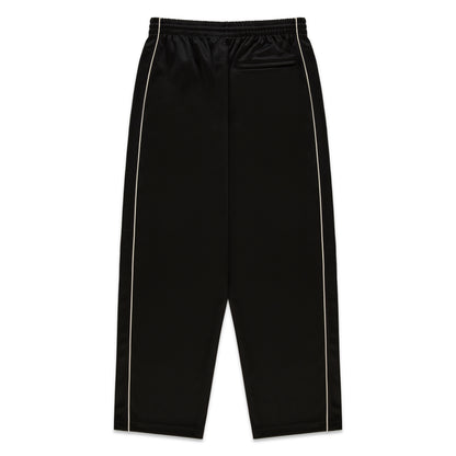 Black polyester Atlanta Track Pant with white side piping and elastic waistband.