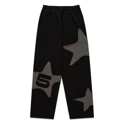 BLACK BIG STAR WIDE LEG SWEATPANT