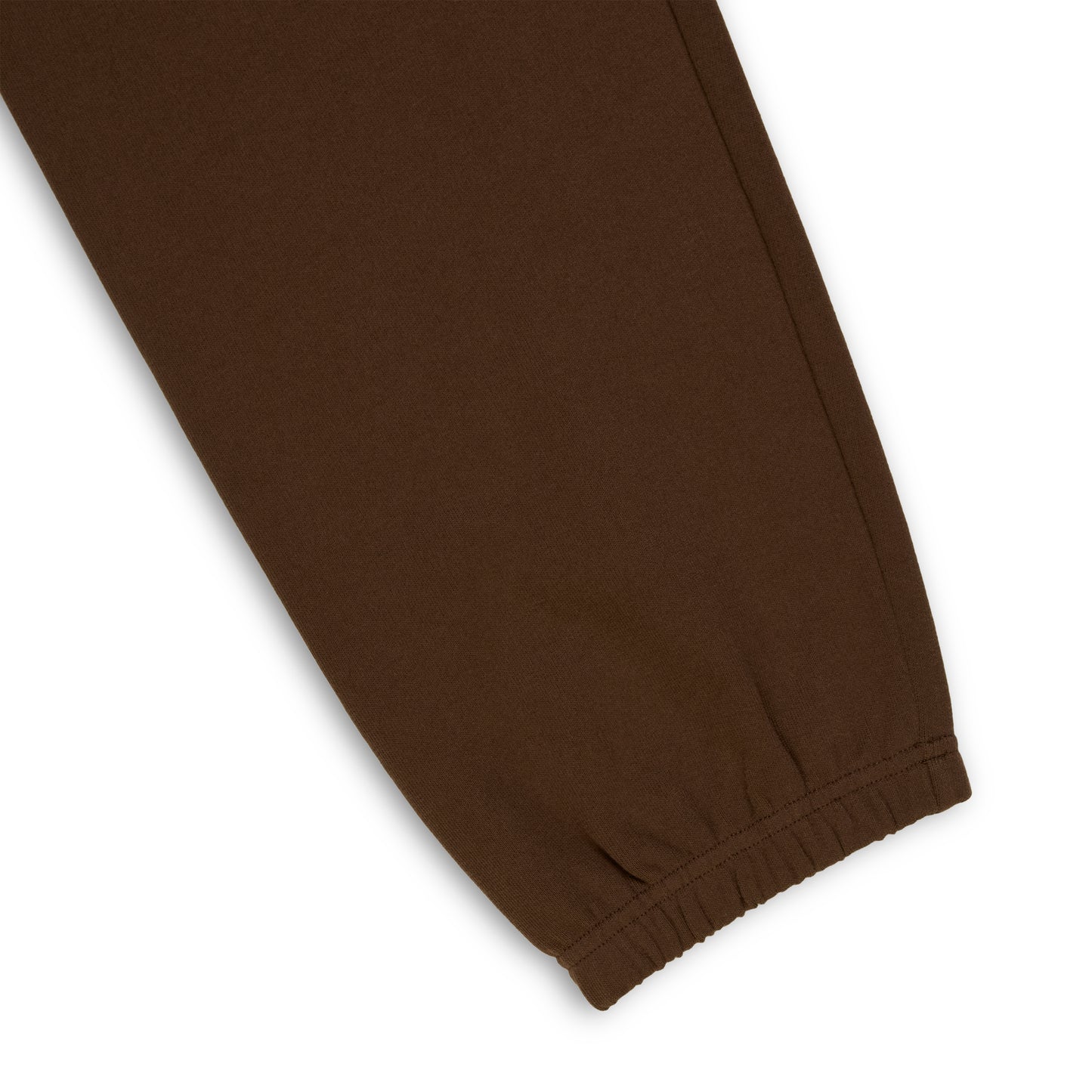 Brown 13oz cotton fleece sweatpant with elasticized cuff.