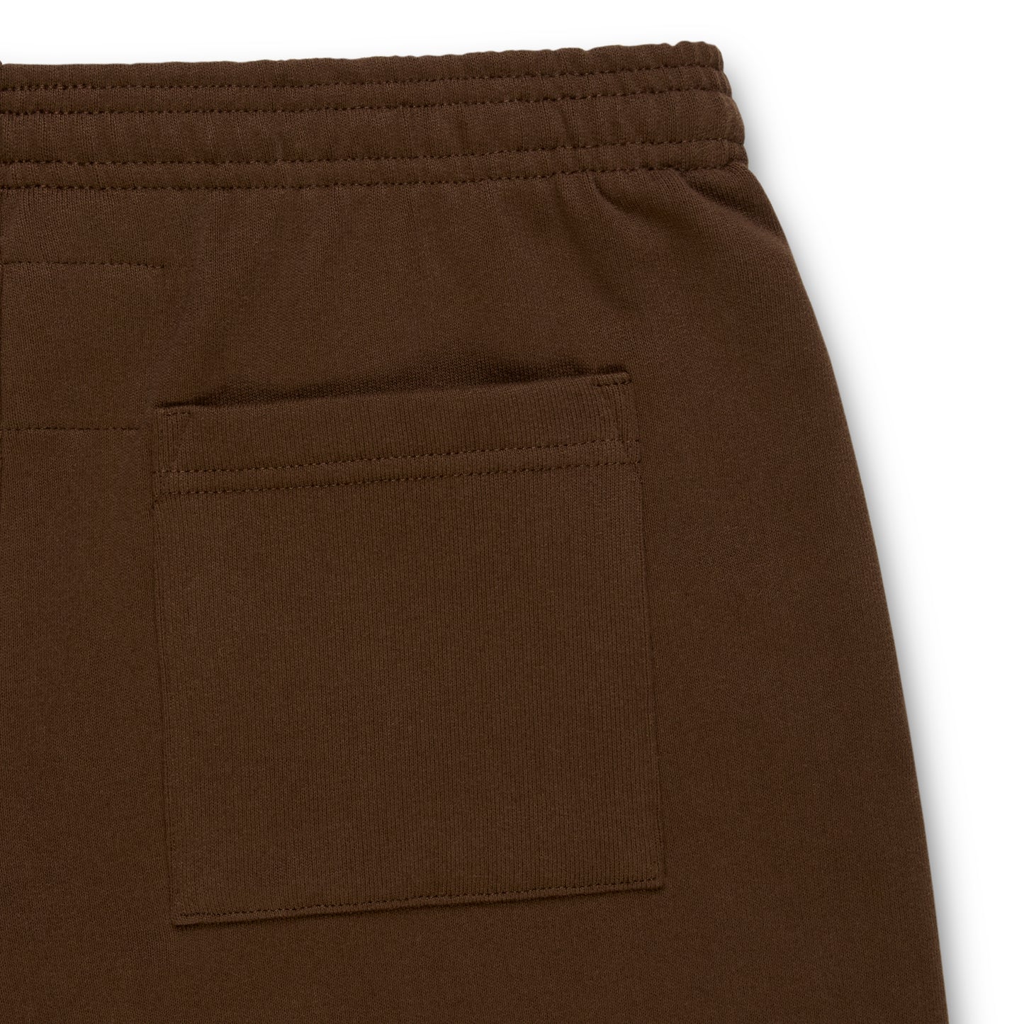 Brown 13oz cotton fleece sweatpant with elasticized waistband and back pocket.