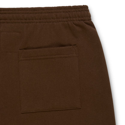 Brown 13oz cotton fleece sweatpant with elasticized waistband and back pocket.