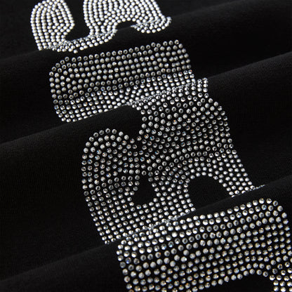 BLACK RHINESTONE SILK SWEATPANT