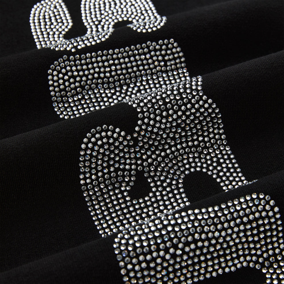 BLACK RHINESTONE SILK SWEATPANT