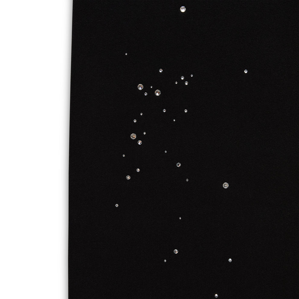 BLACK RHINESTONE SILK SWEATPANT