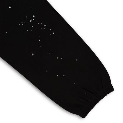 BLACK RHINESTONE SILK SWEATPANT