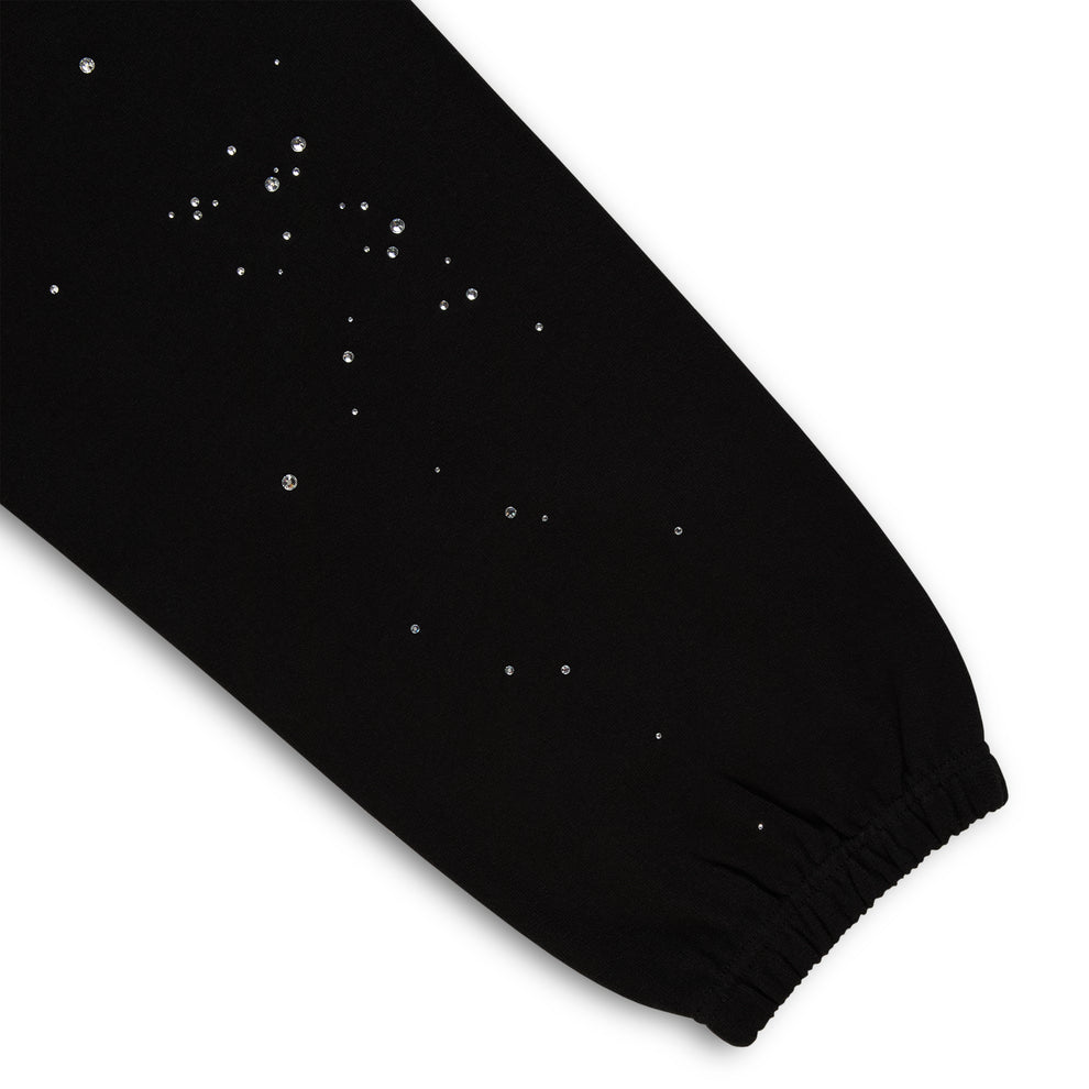 BLACK RHINESTONE SILK SWEATPANT