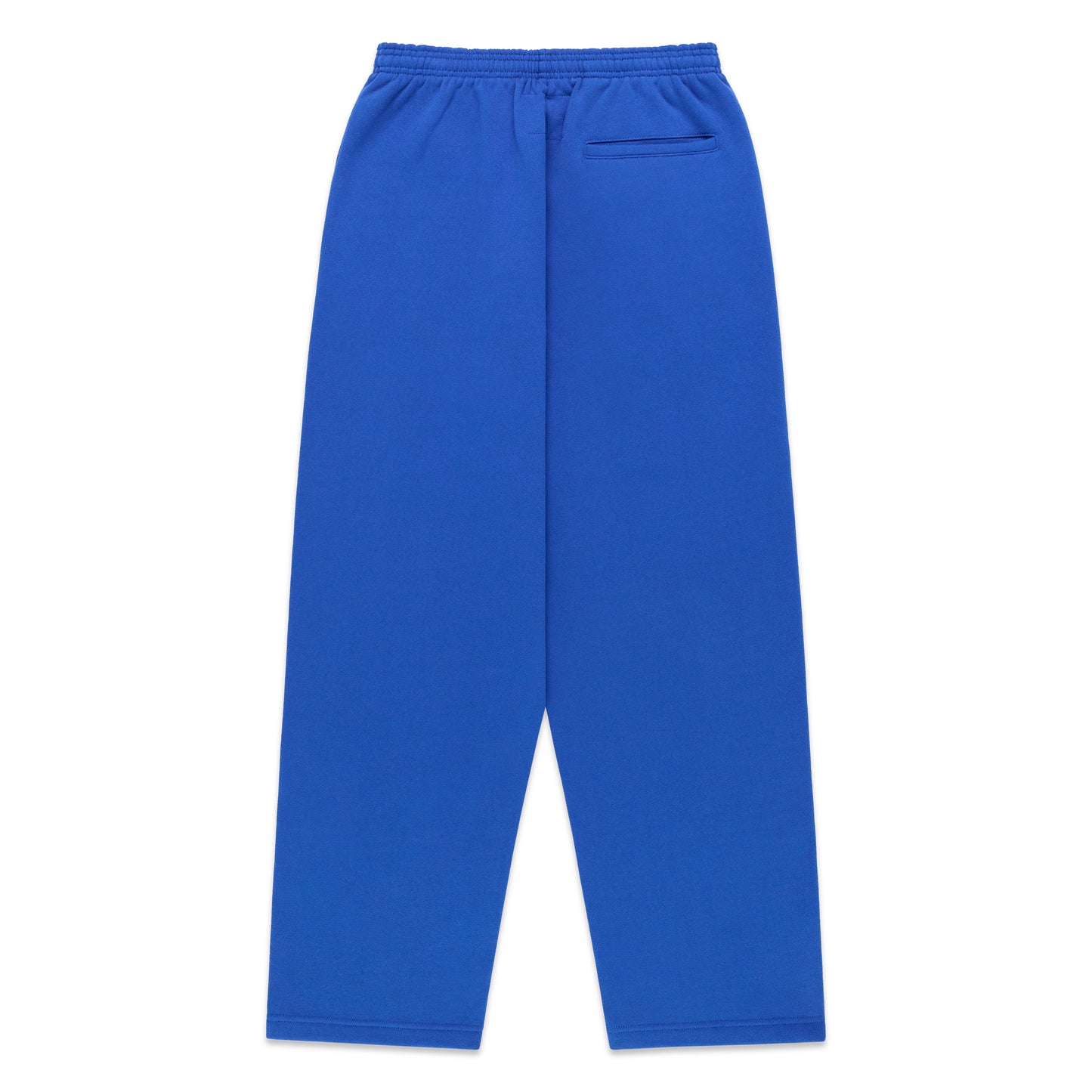 Royal blue RHINESTONE PUNK V2 SWEATPANT, back view, with an elastic waist and single back pocket.