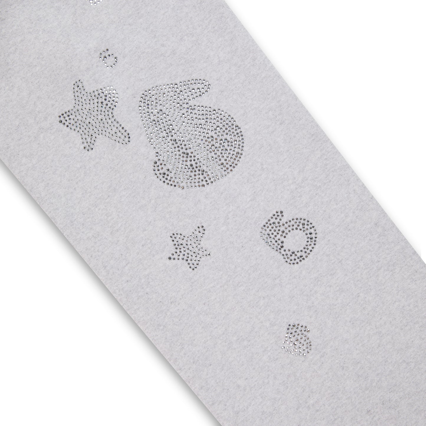 Light gray cotton fleece sweatpant with rhinestone "5" and star designs.