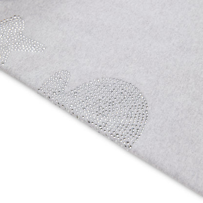 Light grey cotton fleece sweatpant with rhinestone '5' and star design.