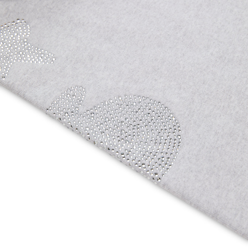 Light grey cotton fleece sweatpant with rhinestone '5' and star design.