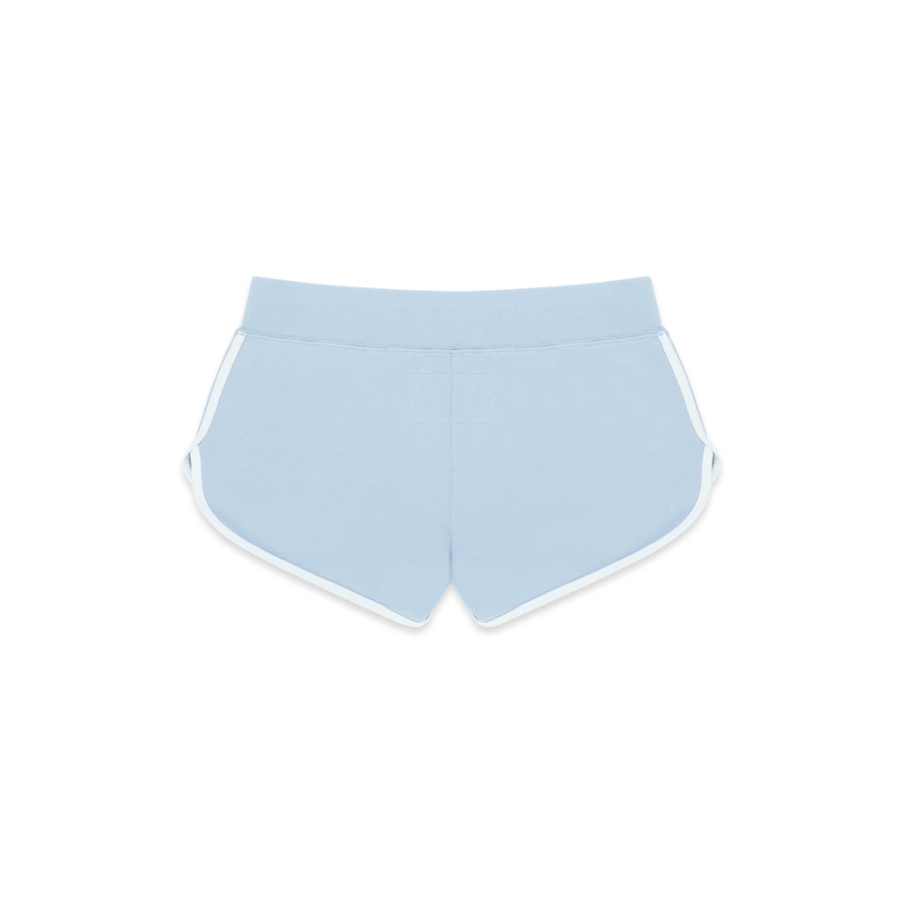 Light blue SP5 WIDE BOXER shorts with white trim, soft material, and elastic waistband.