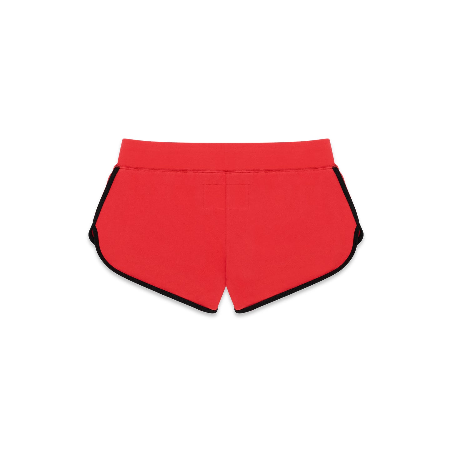 Red SP5 WIDE BOXER shorts with black trim and elastic waistband.