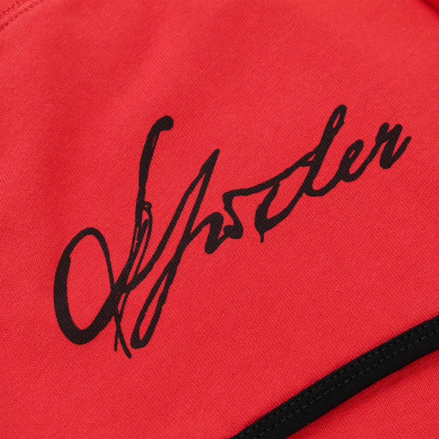 Red SP5 WIDE BOXER with black "Shooter" script logo and black trim.