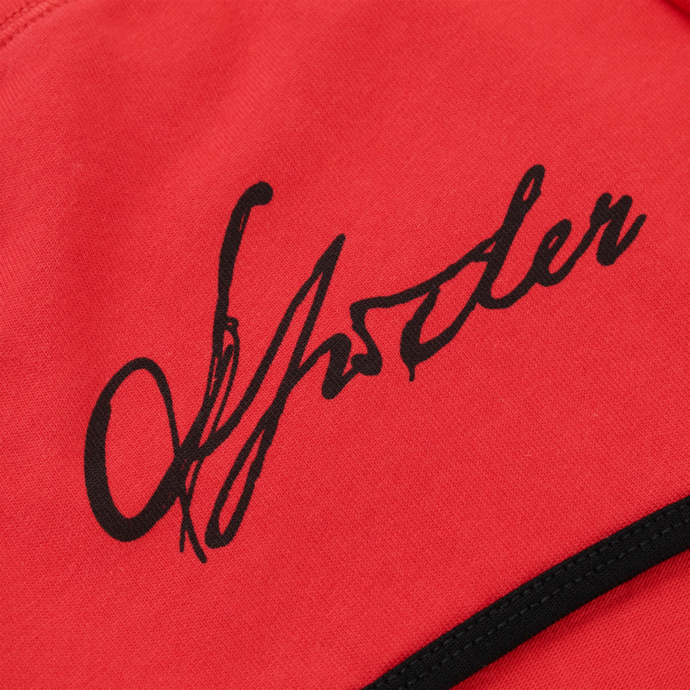 Red SP5 WIDE BOXER with black "Shooter" script logo and black trim.