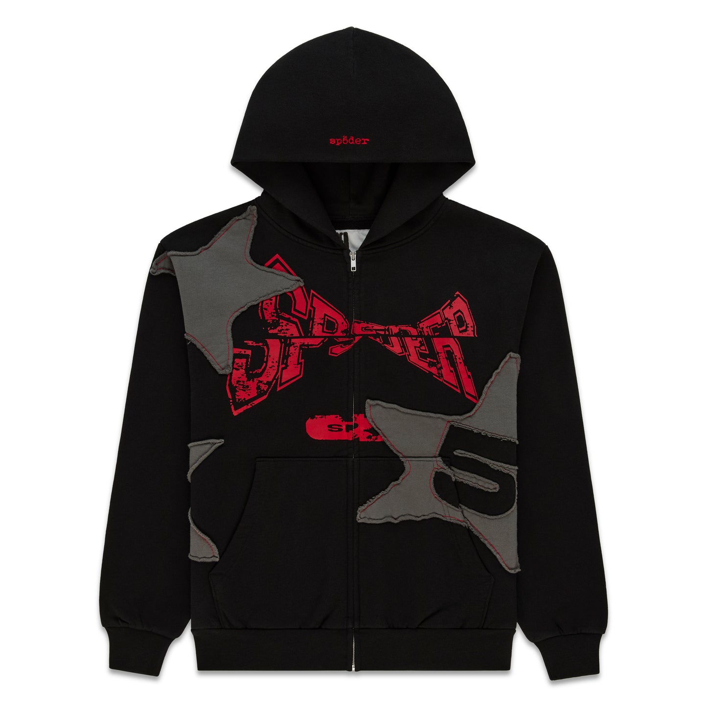 BLACK BIG STAR FULL ZIP HOODIE