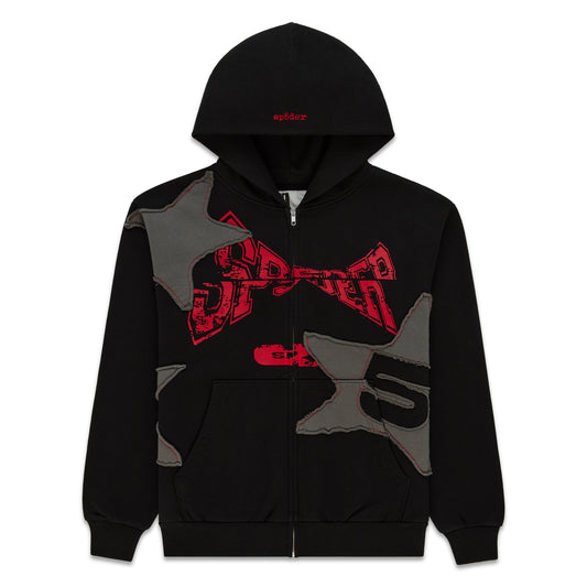 BLACK BIG STAR FULL ZIP HOODIE