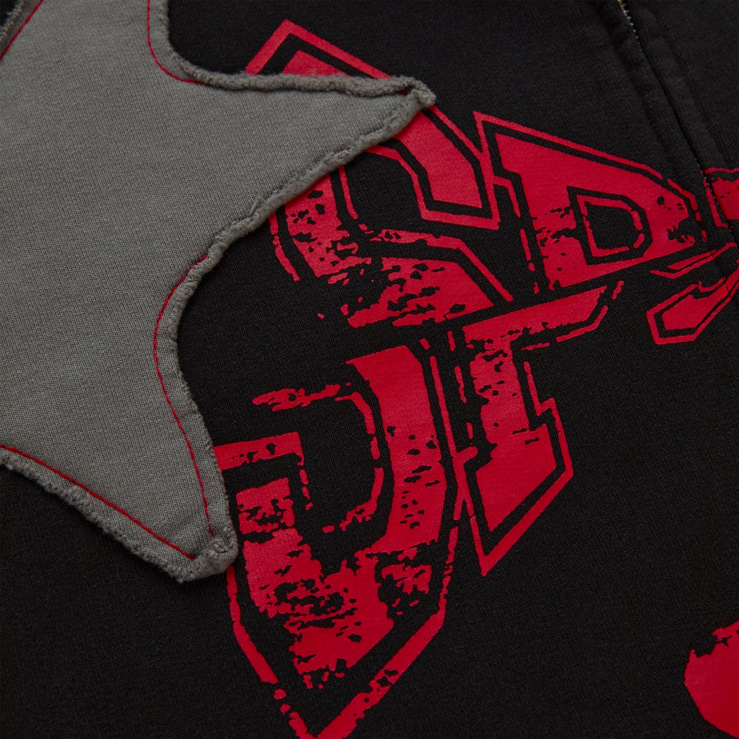 BLACK BIG STAR FULL ZIP HOODIE