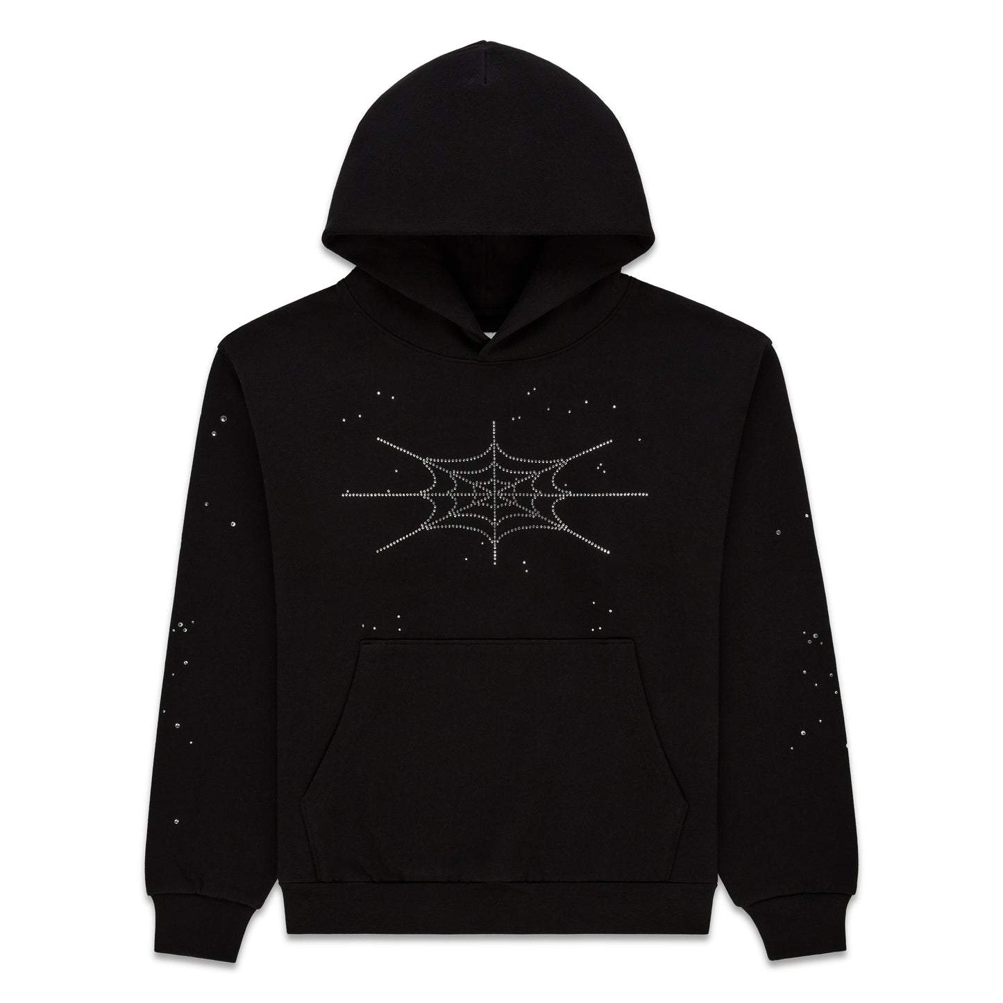 BLACK RHINESTONE SILK HOODIE