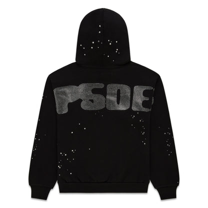 BLACK RHINESTONE SILK HOODIE