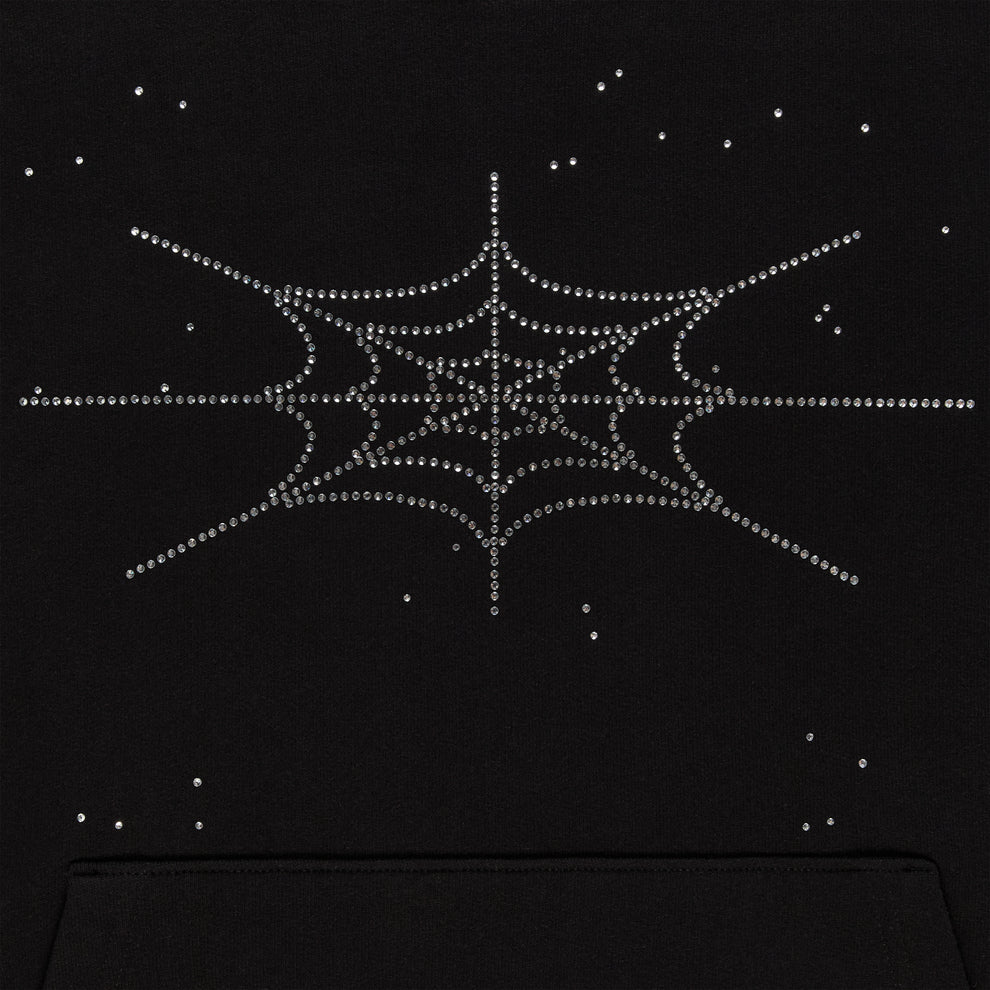 BLACK RHINESTONE SILK HOODIE