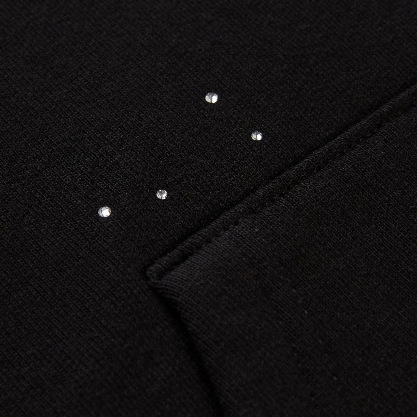 BLACK RHINESTONE SILK HOODIE