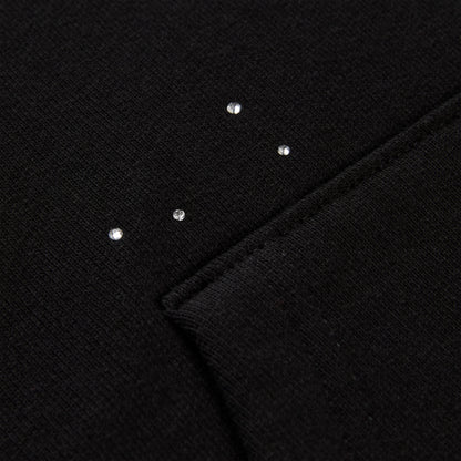 BLACK RHINESTONE SILK HOODIE