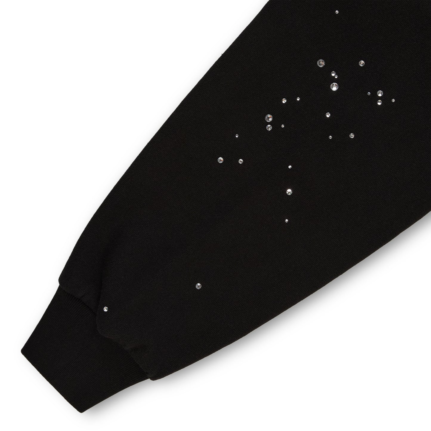 BLACK RHINESTONE SILK HOODIE