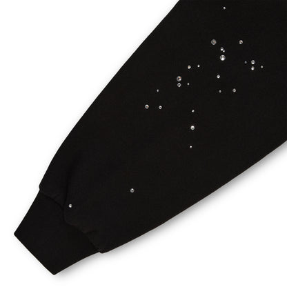 BLACK RHINESTONE SILK HOODIE