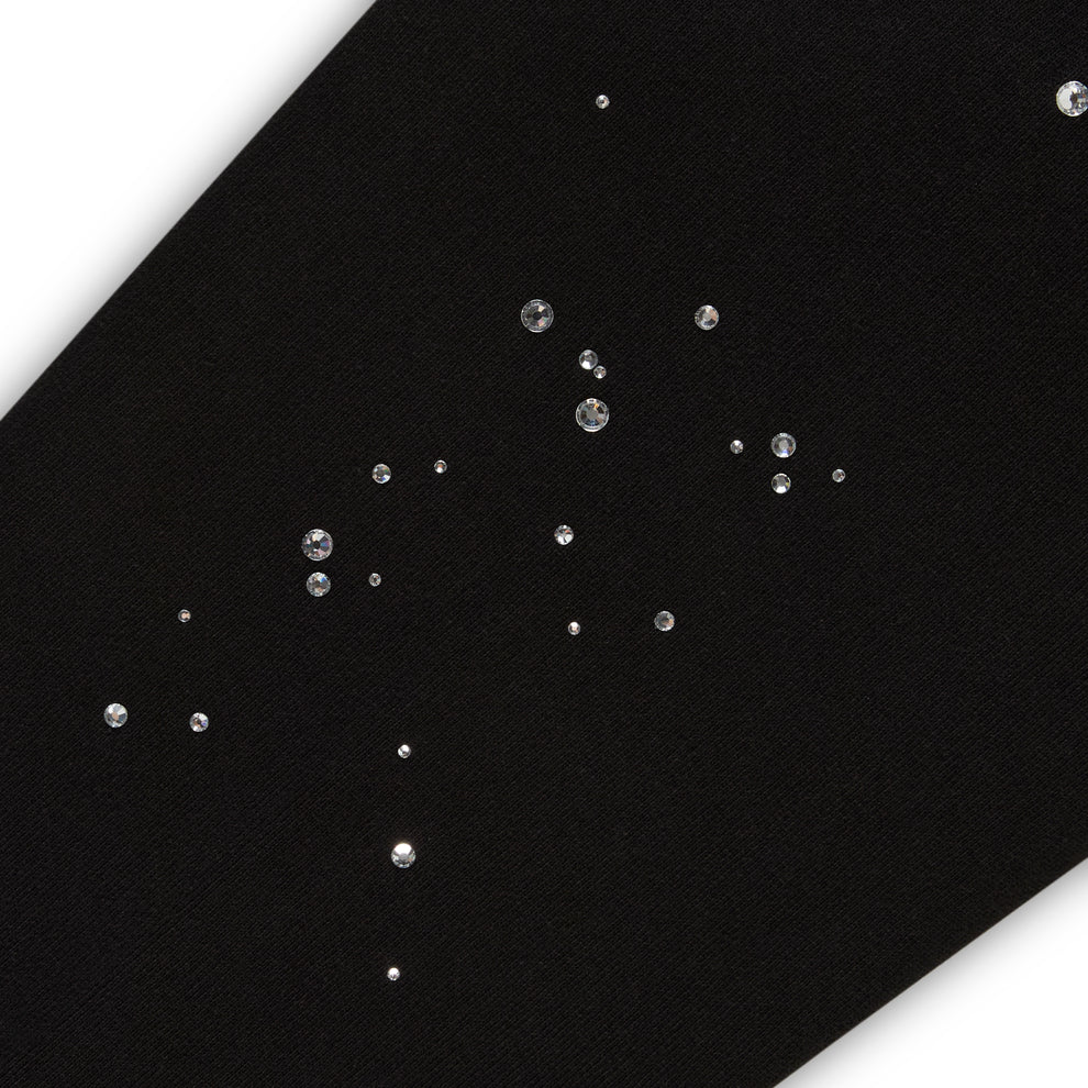 BLACK RHINESTONE SILK HOODIE