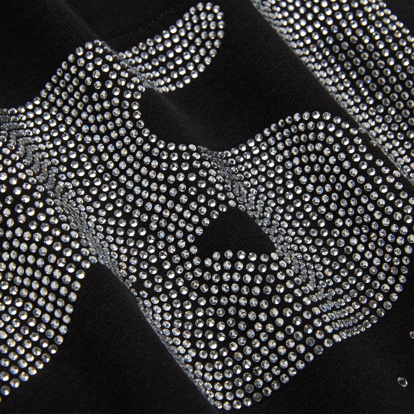 BLACK RHINESTONE SILK HOODIE