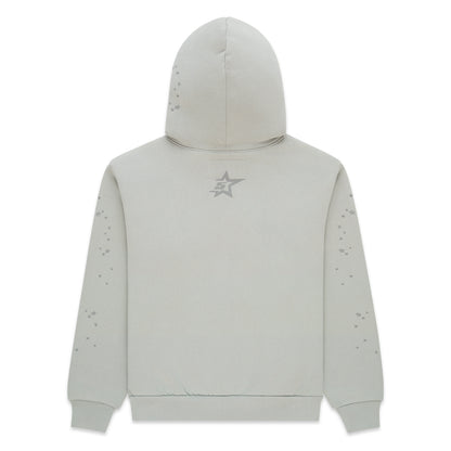 TONAL PUNK V2 HOODIE, light grey 100% cotton fleece with subtle scattered star print and back star logo.