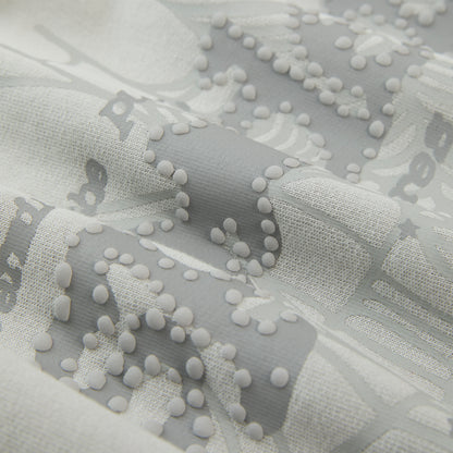 Close-up of white cotton fleece hoodie with gray puff print P*NK SP5DER motif and scattered stars.
