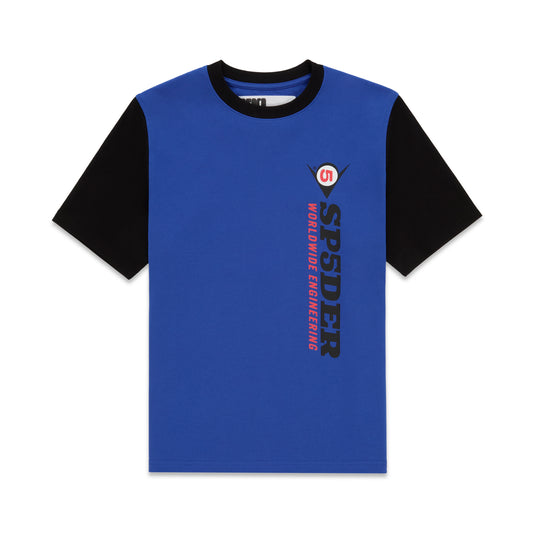 Blue and black ENGINEER TEE with "SPYDER WORLDWIDE ENGINEERING" graphic.