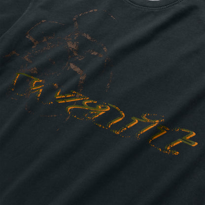 WAIT LONGSLEEVE: Dark grey 100% cotton long sleeve tee with distressed orange and green graphic print.