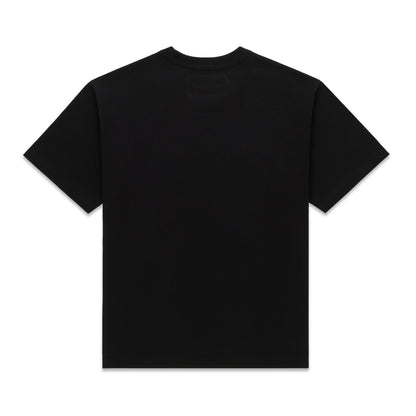 Black cotton Champions League tee, short-sleeved, with a plain back.