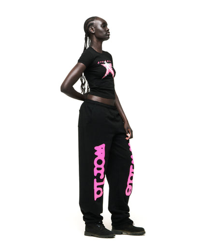 BLACK BELUGA ANGEL NUMBER SWEATPANT ON MODEL