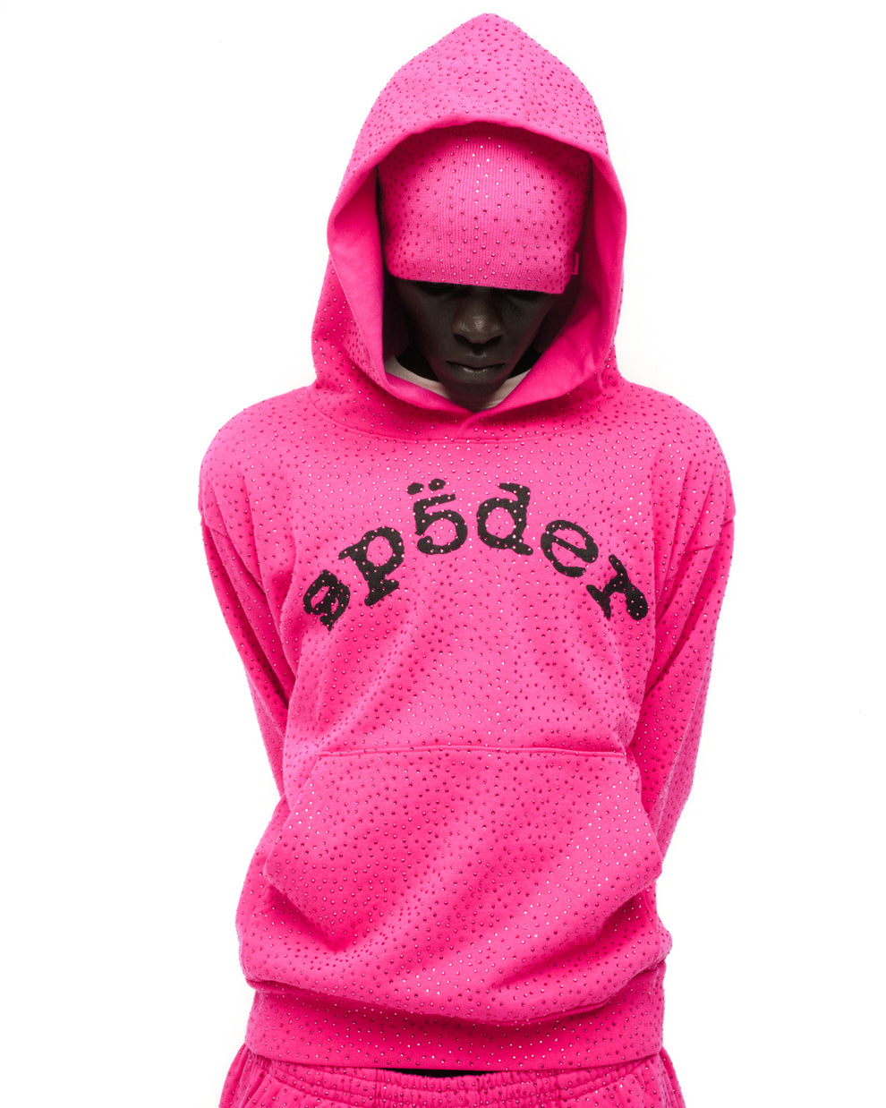 PINK VVS HOODIE ON MODEL