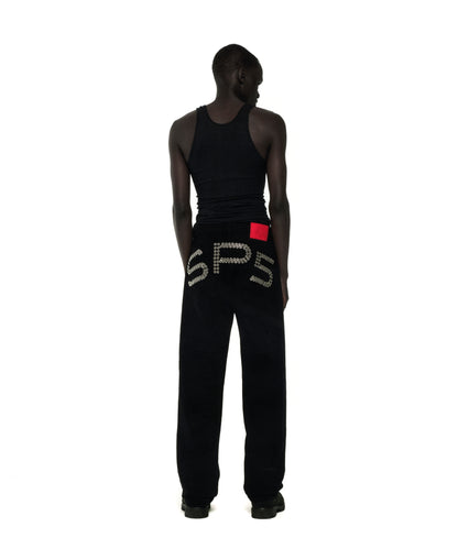 BLACK RIVET DENIM ON MODEL