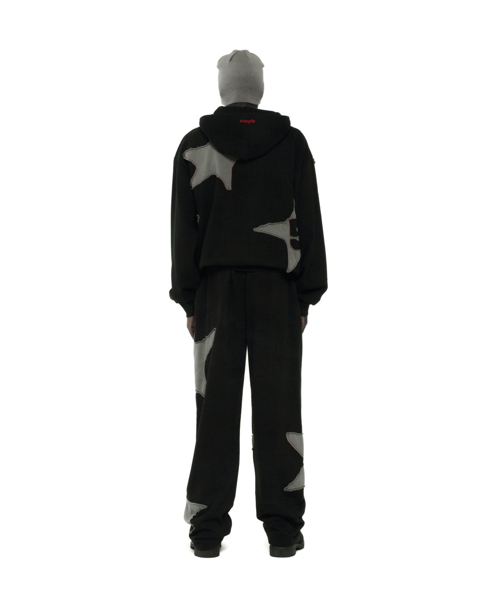 BLACK BIG STAR FULL ZIP HOODIE ON MODEL