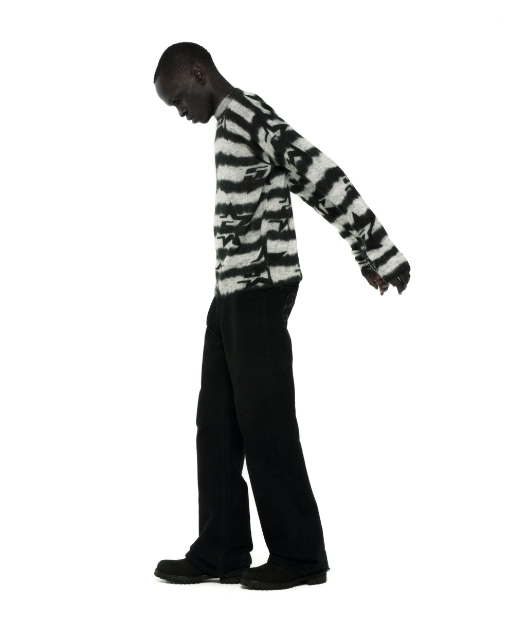 BLACK 5STAR MOHAIR SWEATER ON MODEL