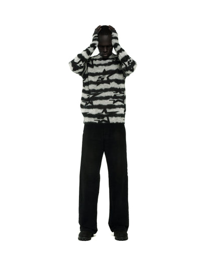 BLACK 5STAR MOHAIR SWEATER ON MODEL