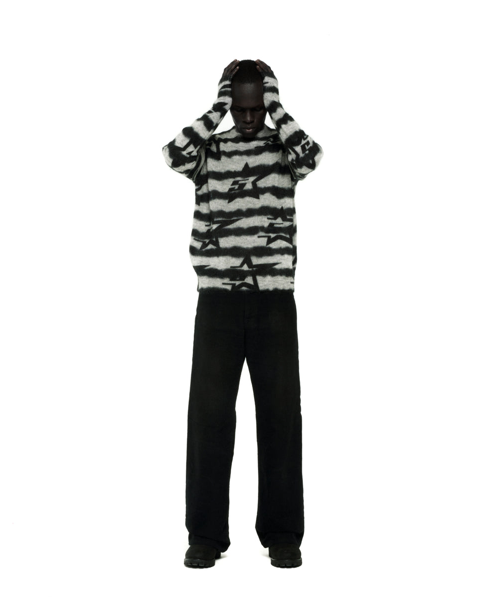 BLACK 5STAR MOHAIR SWEATER ON MODEL